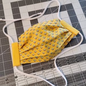 Yellow Cotton Face Mask with Pocket and Drawstring